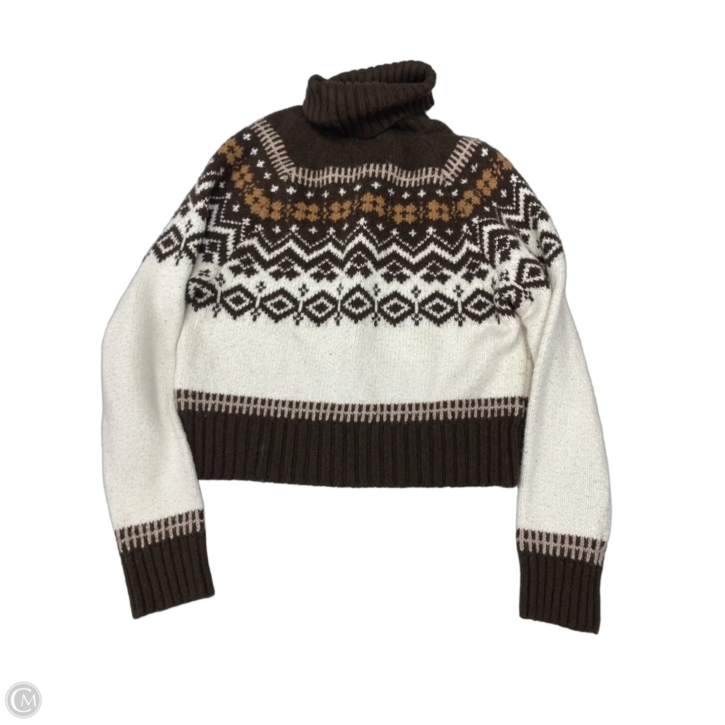 Sweater By American Eagle In Brown & Cream, Size: L