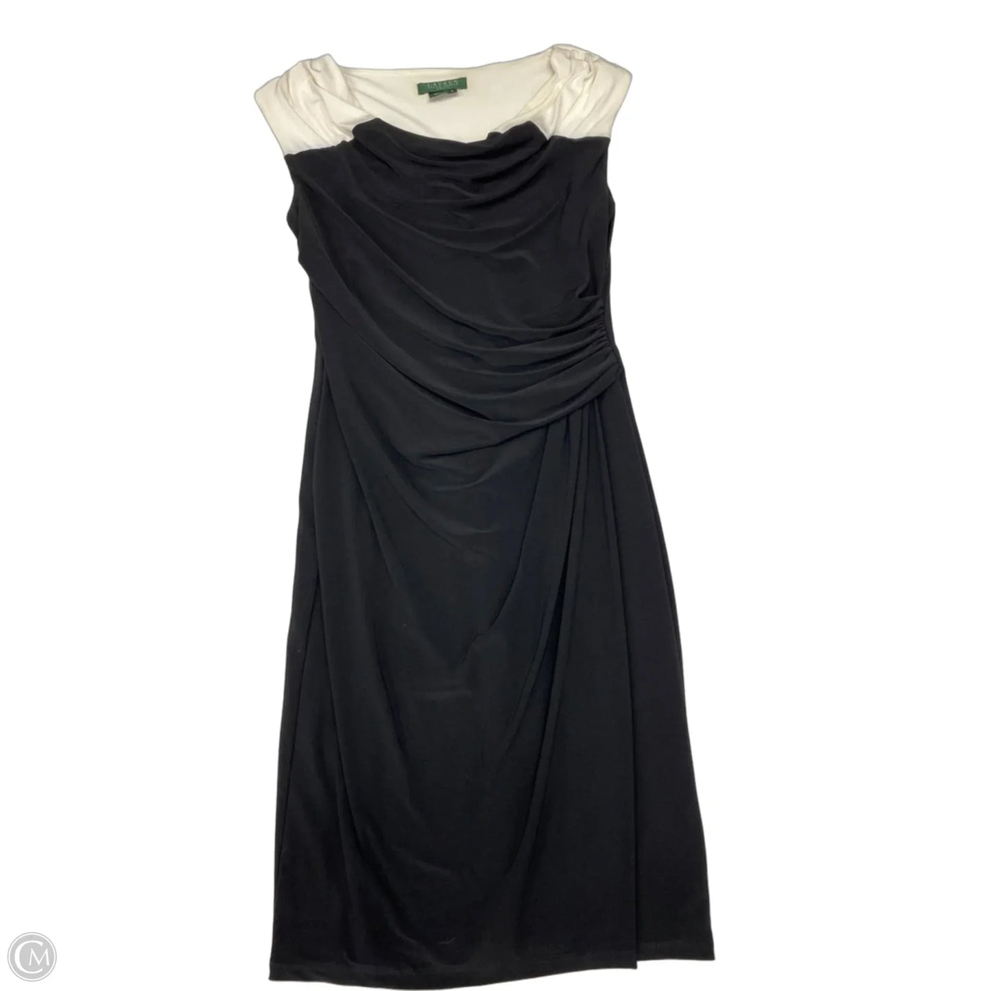 Dress Work By Lauren By Ralph Lauren In Black & Cream, Size: S