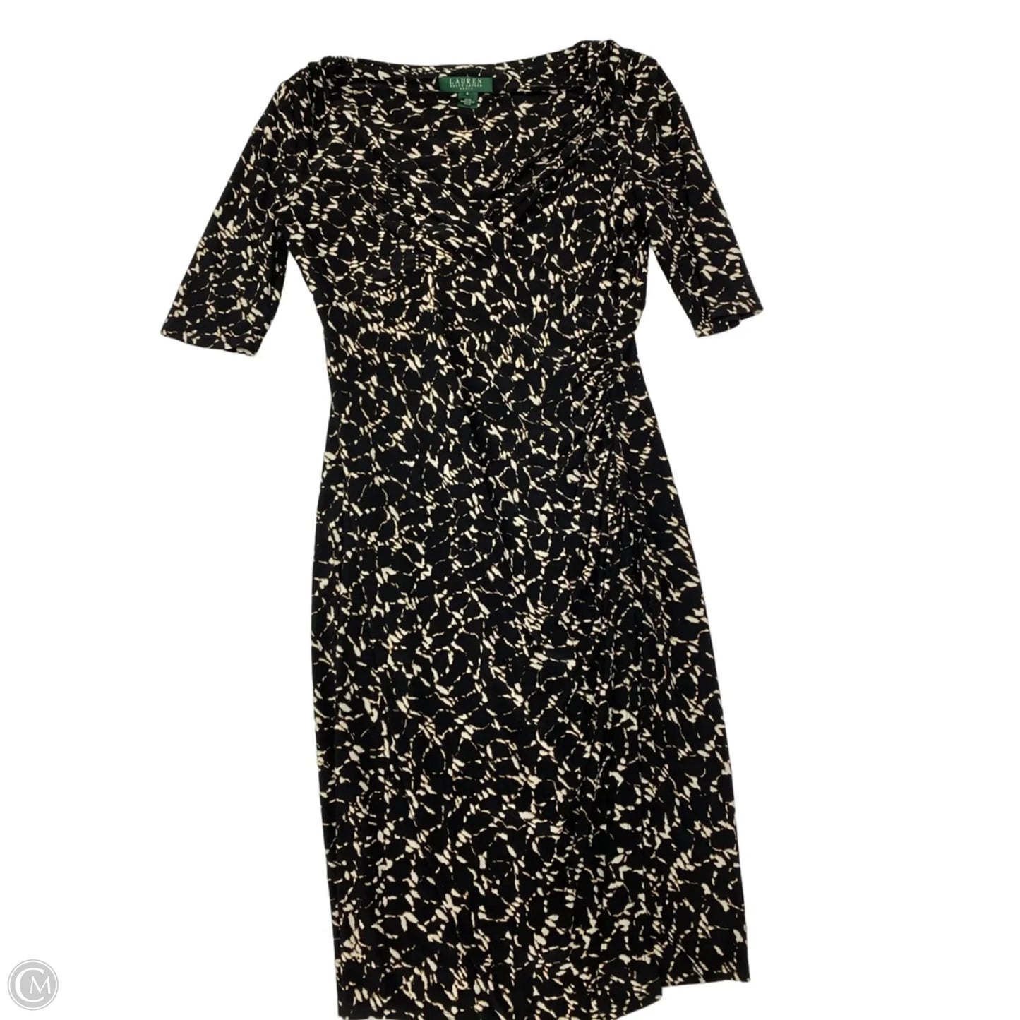 Dress Work By Lauren By Ralph Lauren In Black & Cream, Size: S