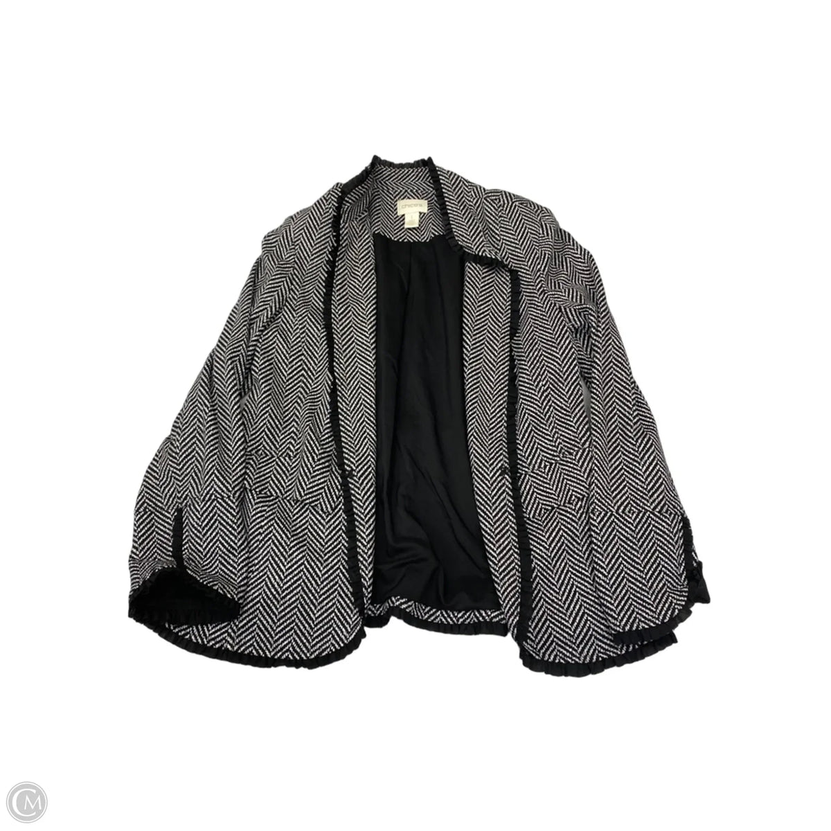 Blazer By Chicos In Black & White, Size: M