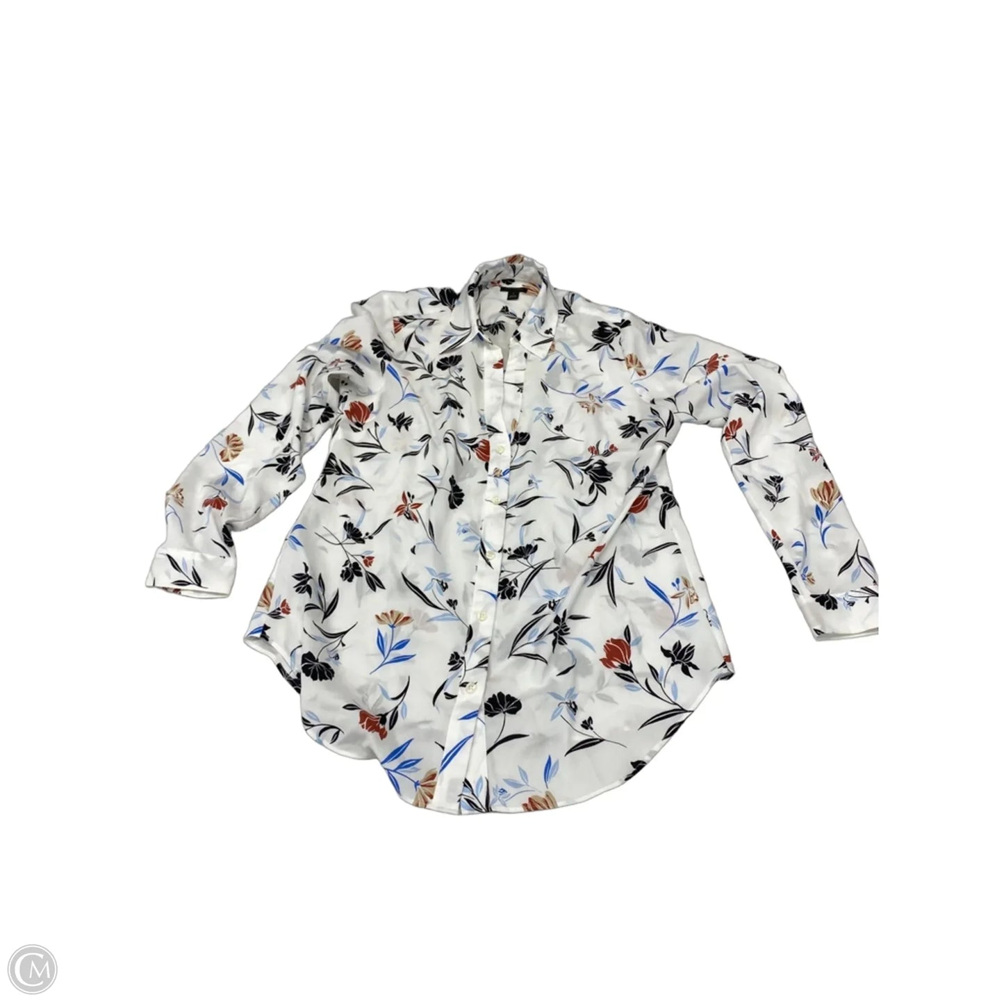 Blouse Long Sleeve By Ann Taylor In White, Size: M