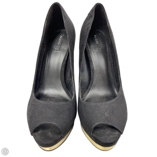 Shoes Heels Stiletto By Aldo In Black & Gold, Size: 6.5