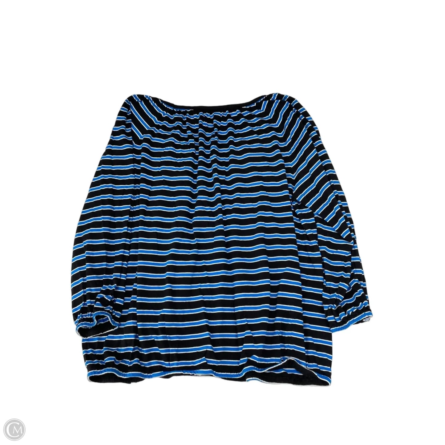 Top Long Sleeve Designer By Michael Kors In Black & Blue, Size: Xl