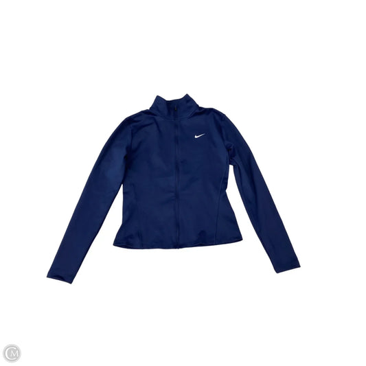 Athletic Top Long Sleeve Collar By Nike Apparel In Navy, Size: M