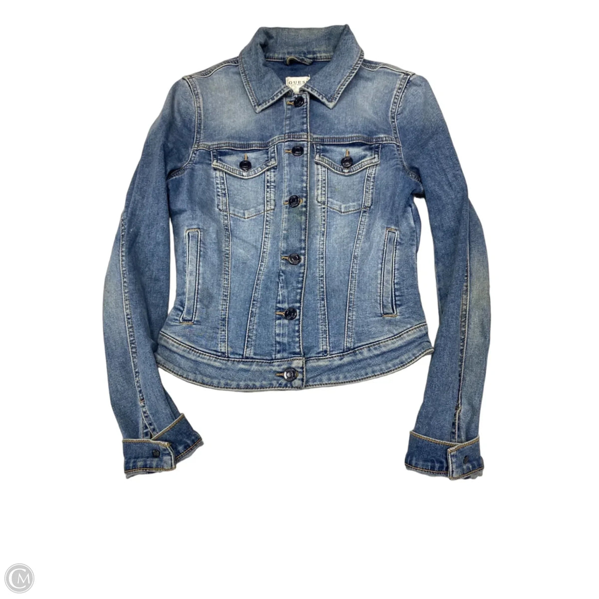 Jacket Denim By Guess In Blue, Size: Xs