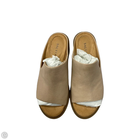 Sandals Heels Block By Clothes Mentor In Beige, Size: 7