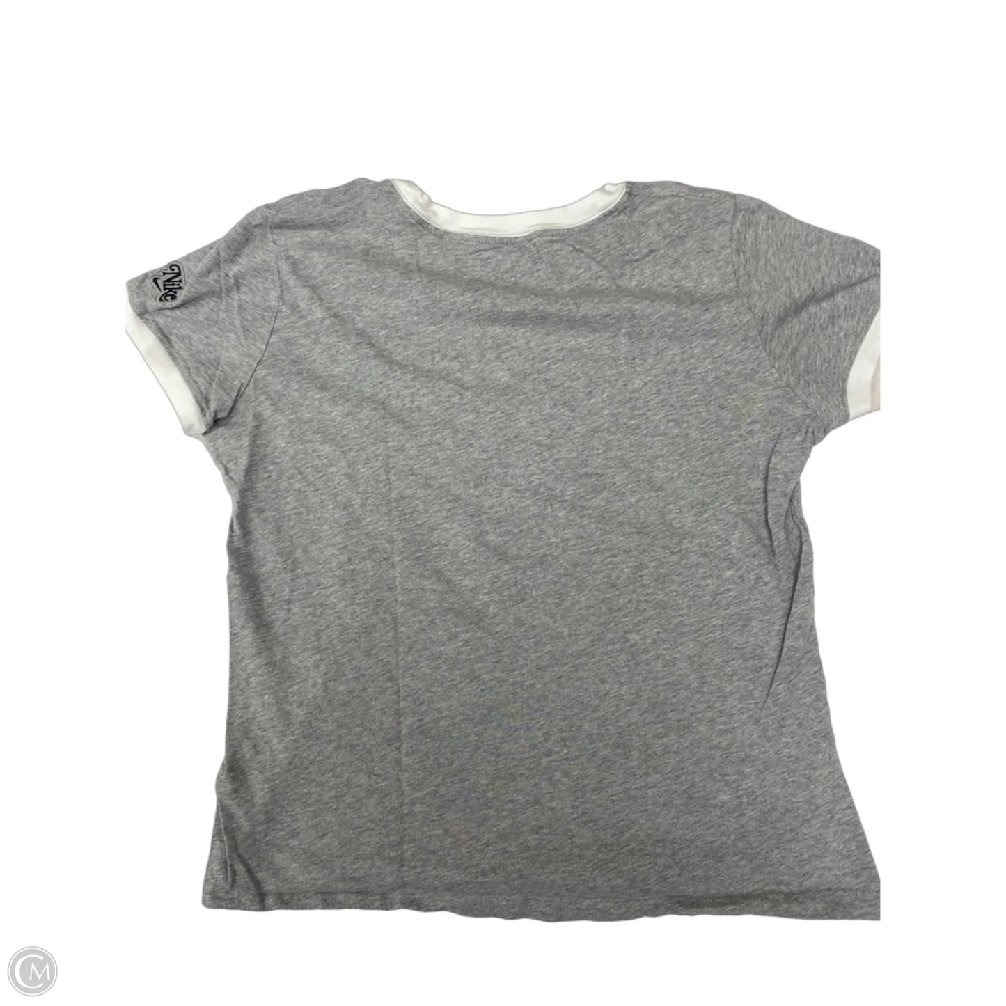 Athletic Top Short Sleeve By Nike In Grey & White, Size: M