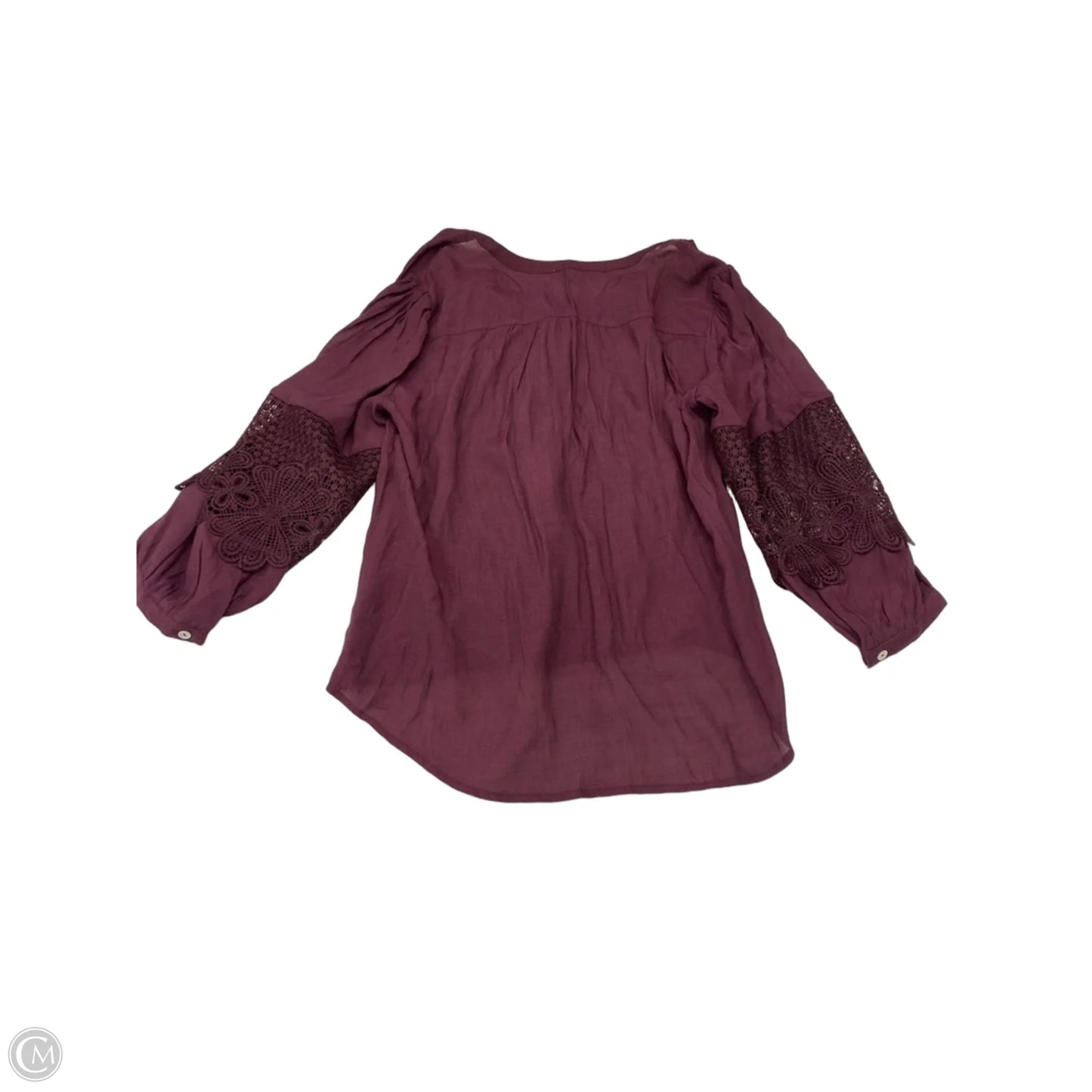 Top Long Sleeve By Figuero & Flower In Maroon, Size: L