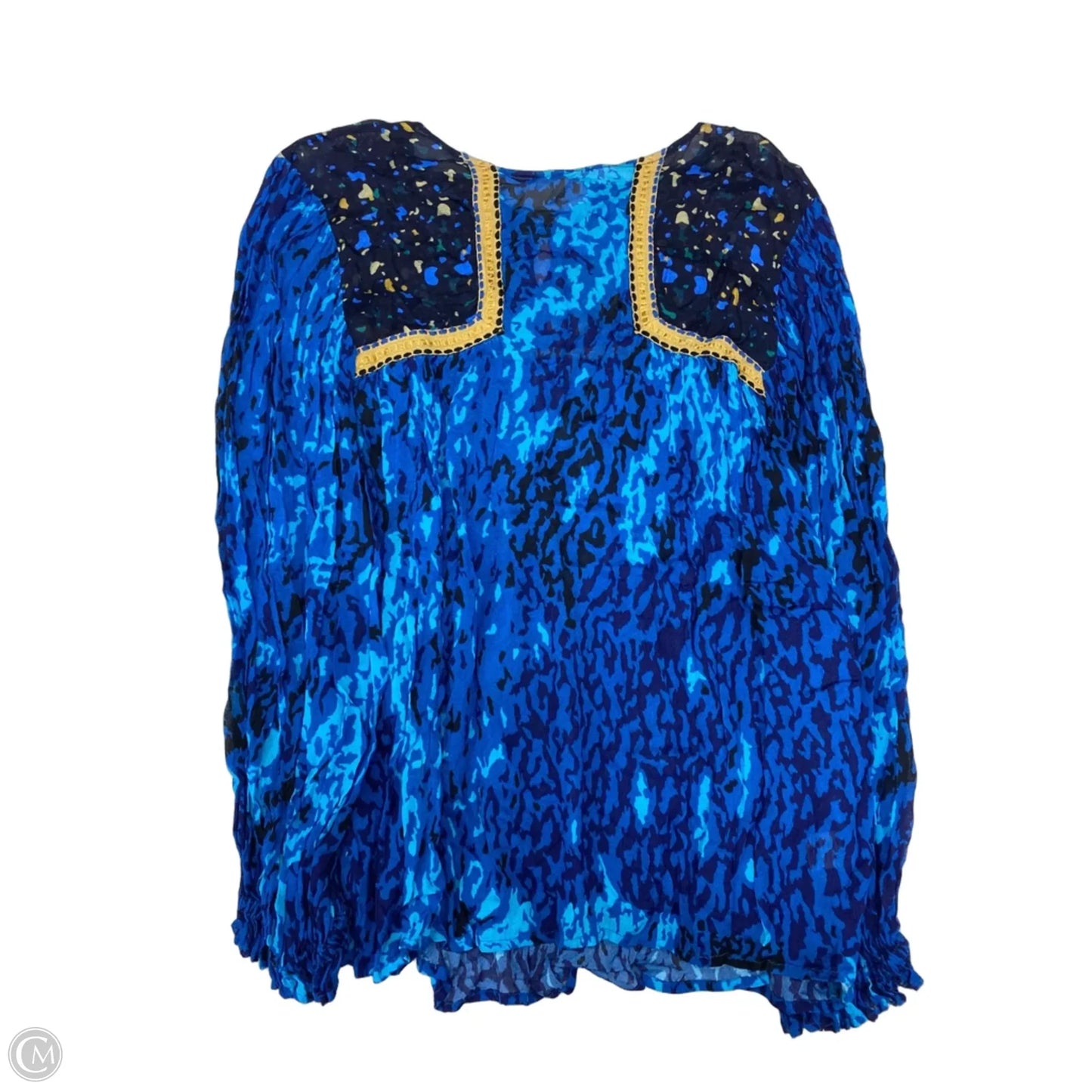 Blouse Long Sleeve By Blank London In Blue & Gold, Size: Xl