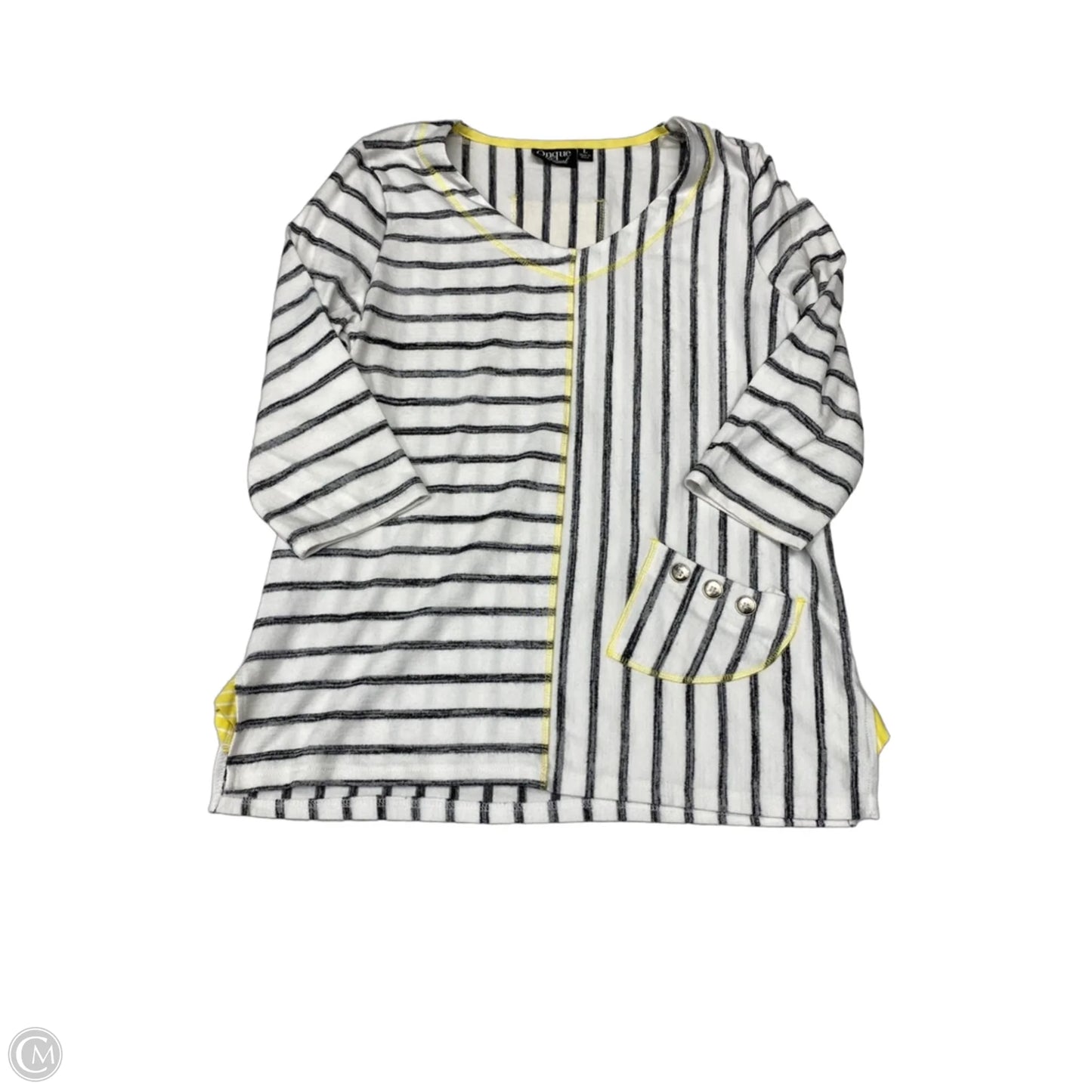 Blouse Long Sleeve By Onque In Black & White, Size: L