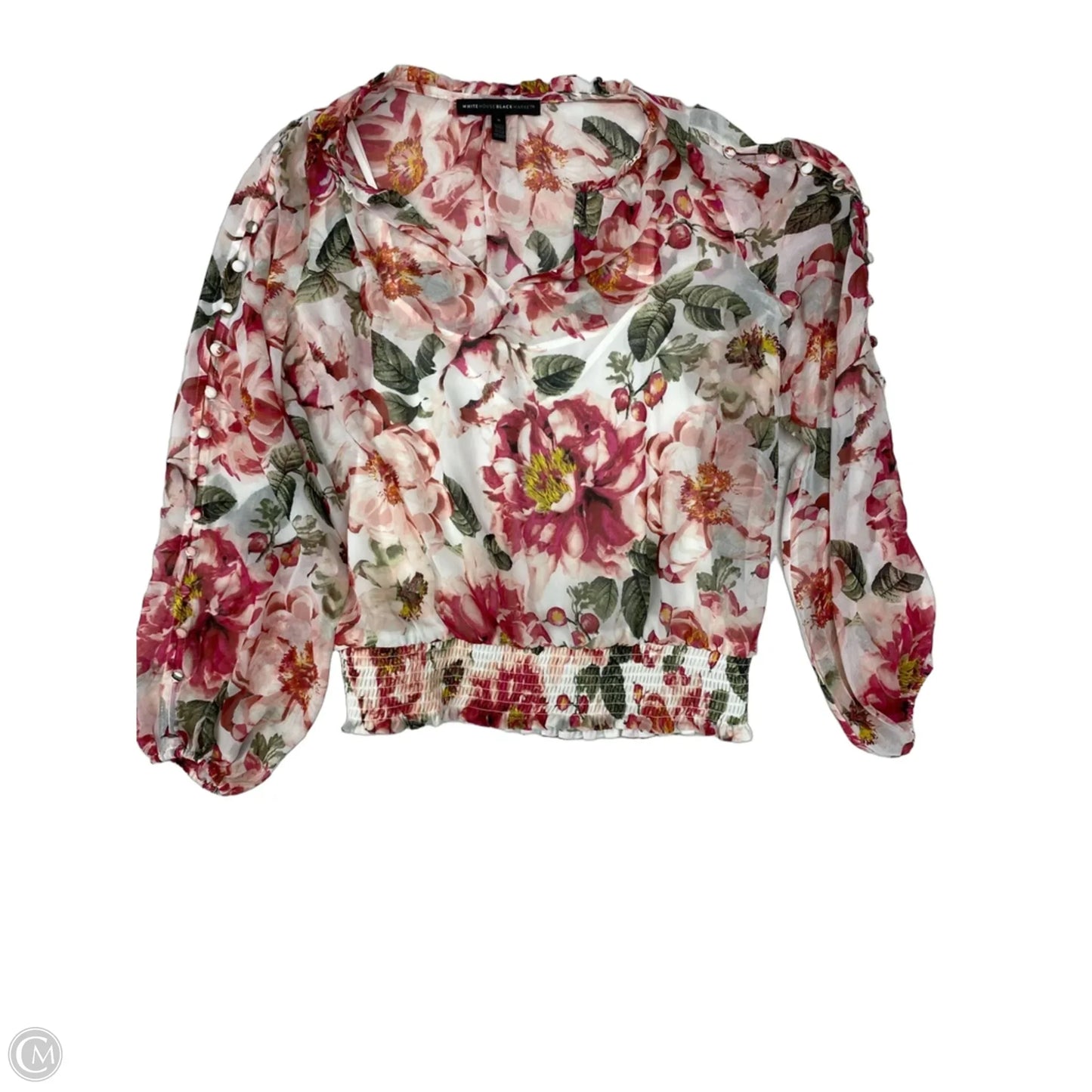 Blouse Long Sleeve By White House Black Market In Floral Print, Size: S