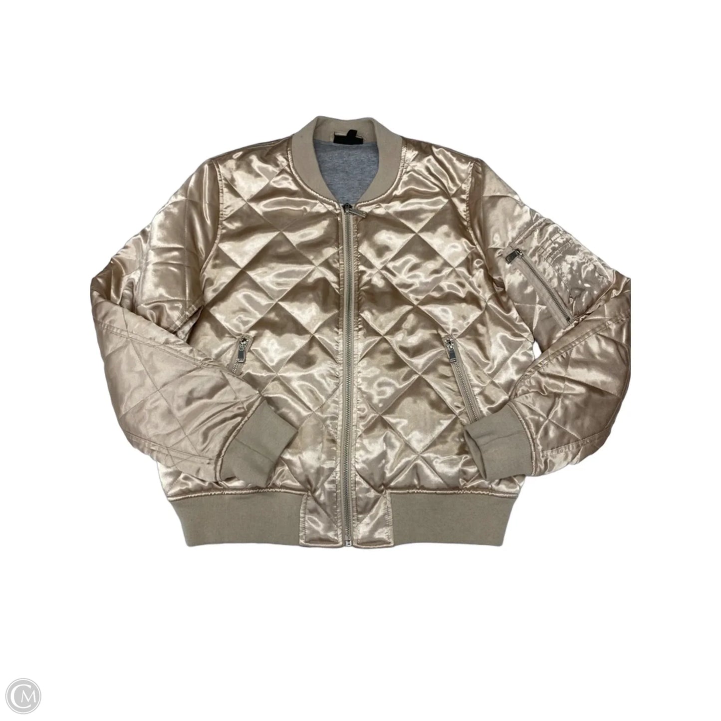Jacket Puffer & Quilted By Top Shop In Beige, Size: M