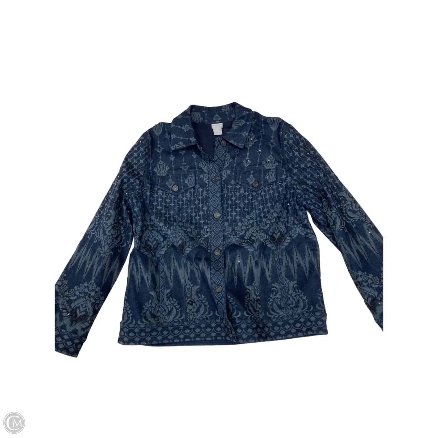 Jacket Denim By Chicos In Navy, Size: 14