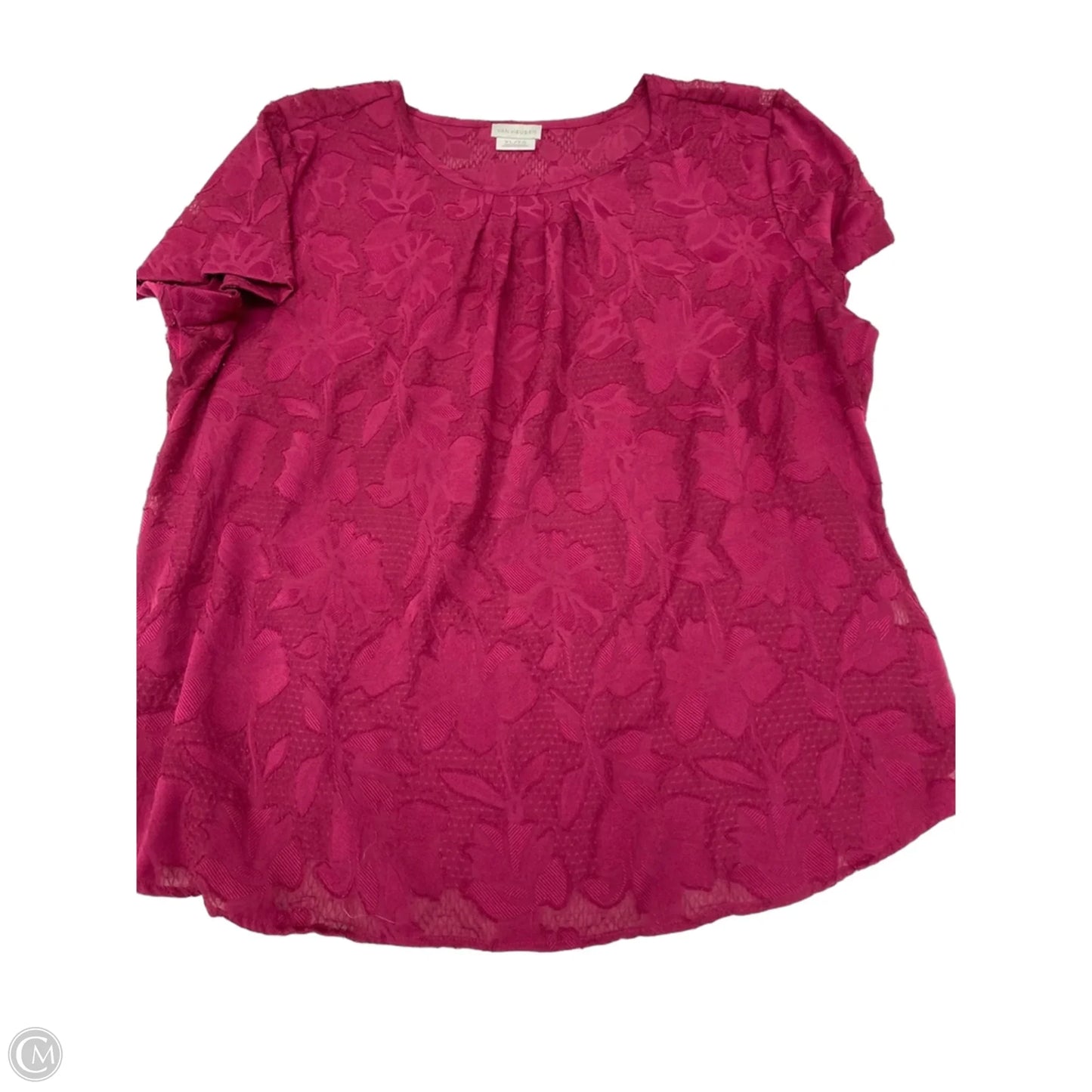 Blouse Short Sleeve By Van Heusen In Maroon, Size: Xl