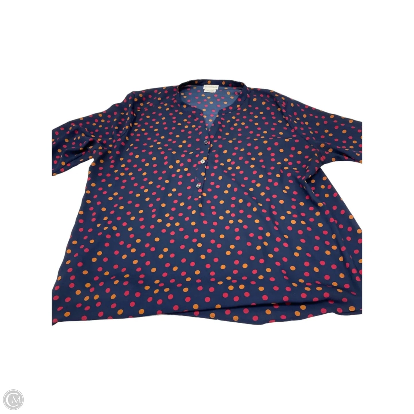 Blouse 3/4 Sleeve By Van Heusen In Polkadot Pattern, Size: Xl
