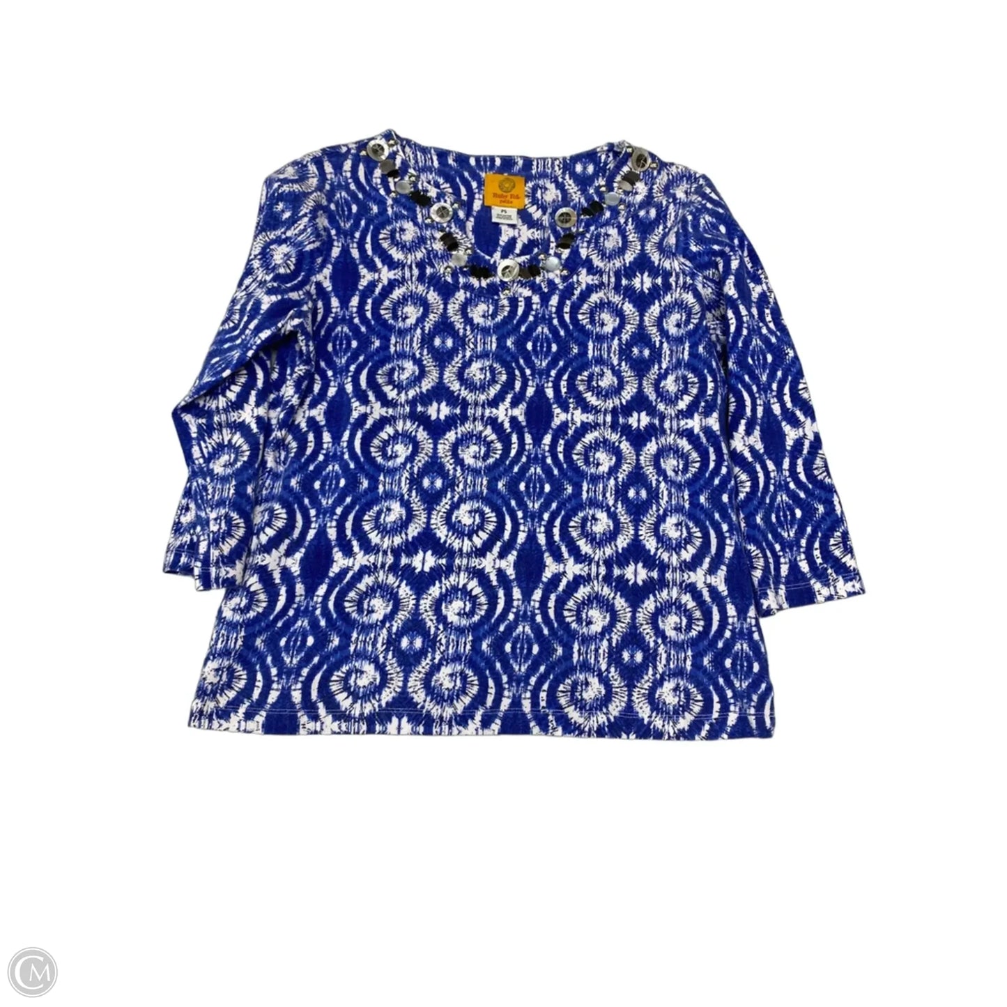 Top Long Sleeve By Ruby Rd In Blue & White, Size: Sp