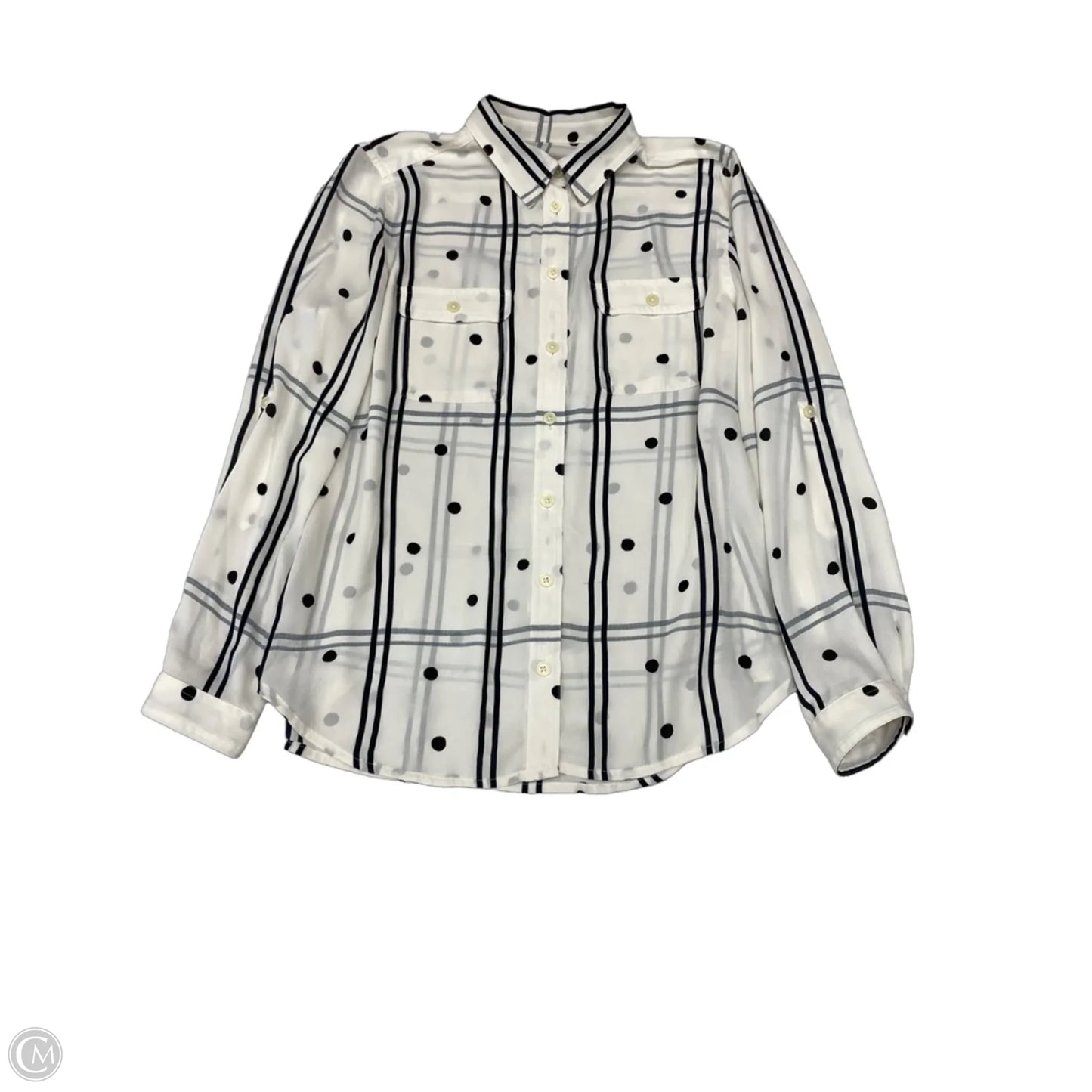 Blouse Long Sleeve By Loft In Polkadot Pattern, Size: Sp