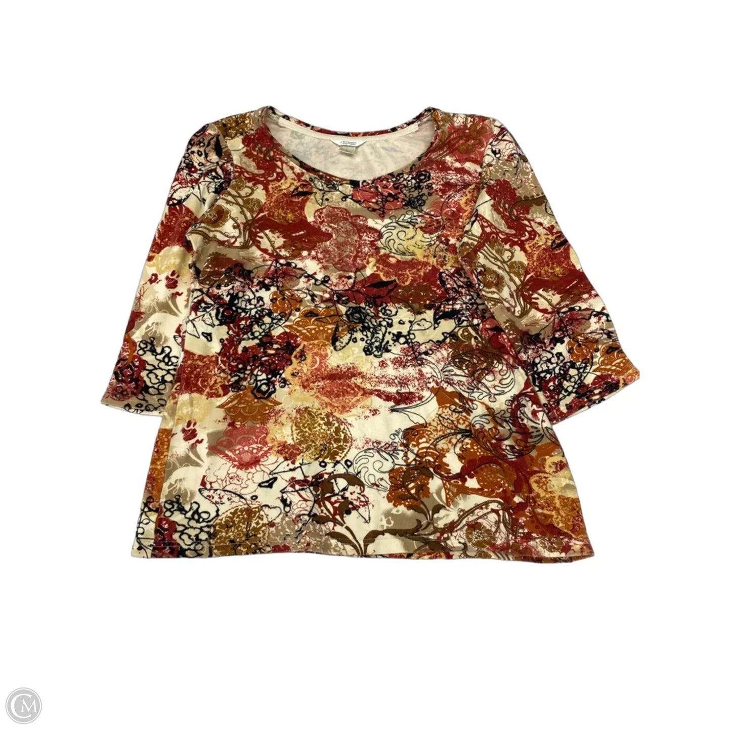 Top 3/4 Sleeve By Christopher And Banks In Paisley Print, Size: S