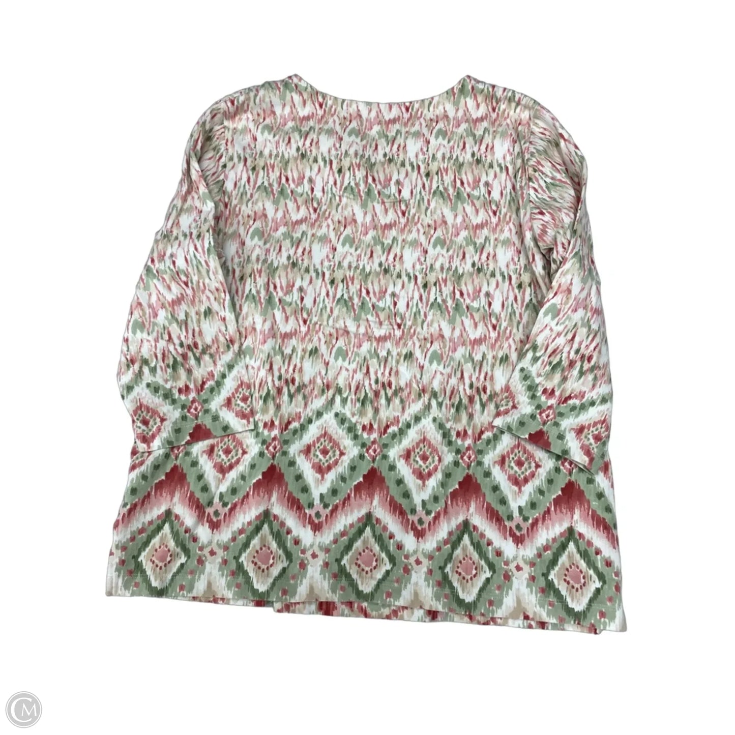 Top 3/4 Sleeve By Alfred Dunner In Green & Pink, Size: S