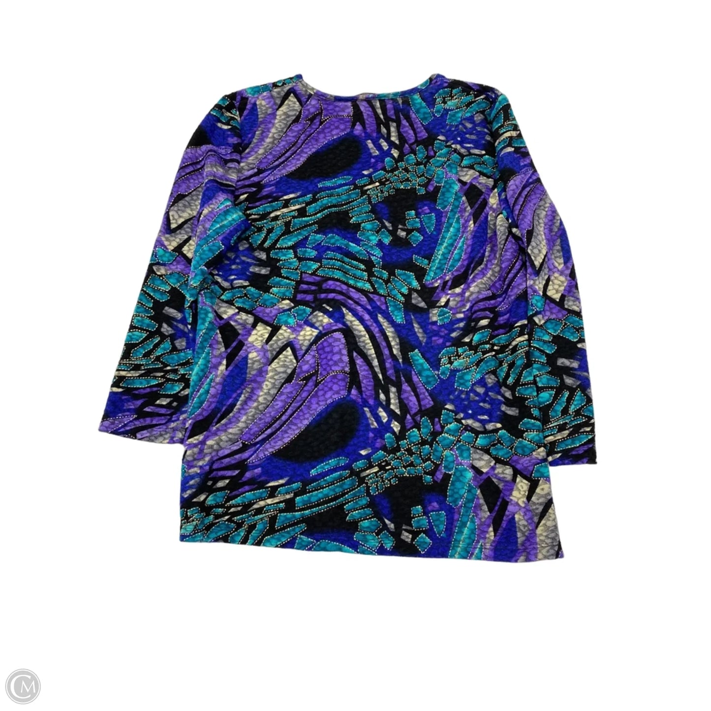Blouse 3/4 Sleeve By Allison Daley In Green & Purple, Size: Sp
