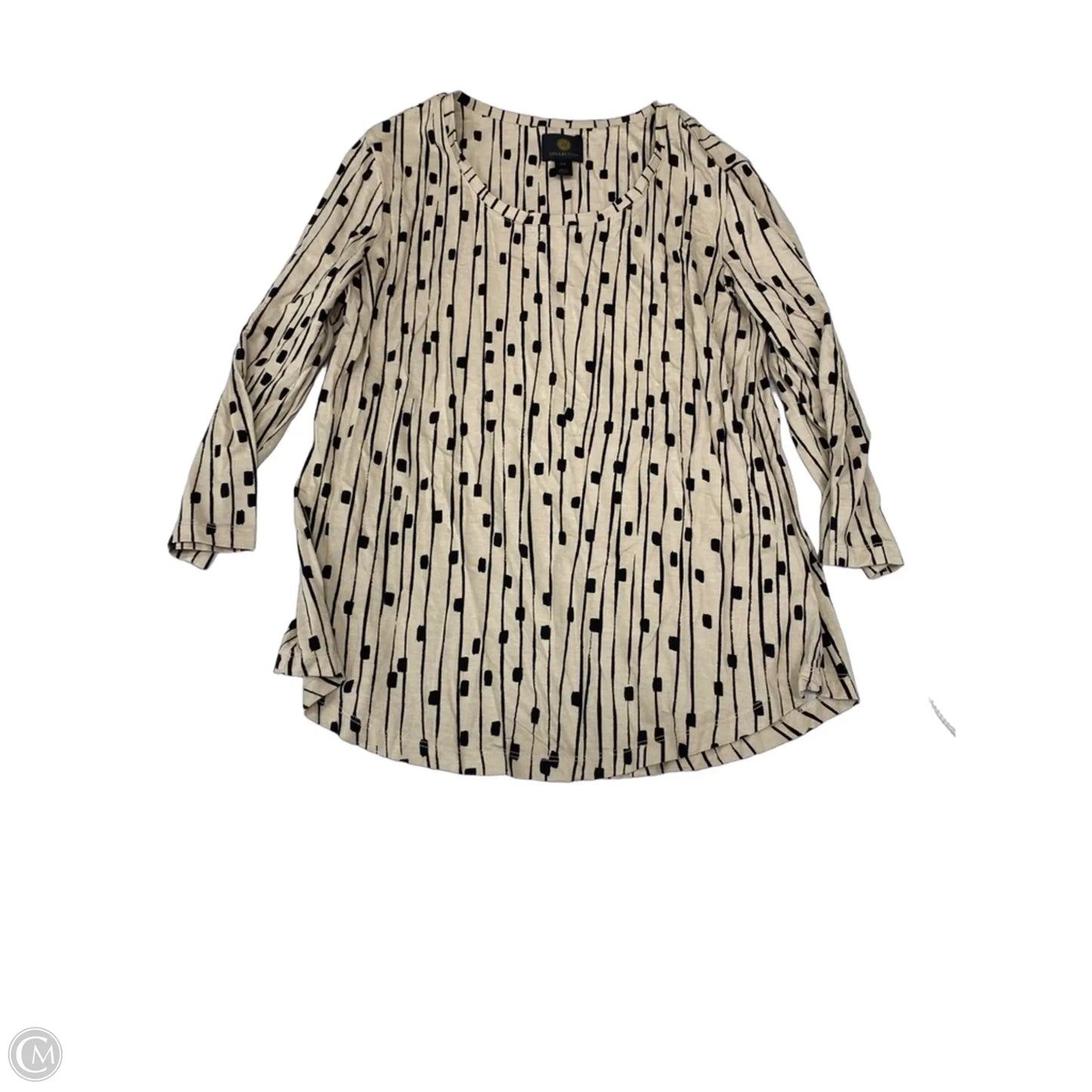 Blouse 3/4 Sleeve By Jm Collections In Black & Tan, Size: Sp
