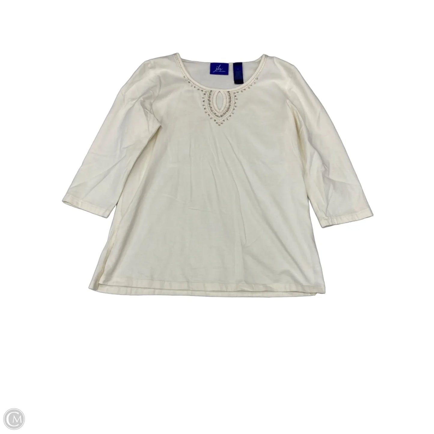 Top 3/4 Sleeve By J H Collectibles In Cream, Size: M