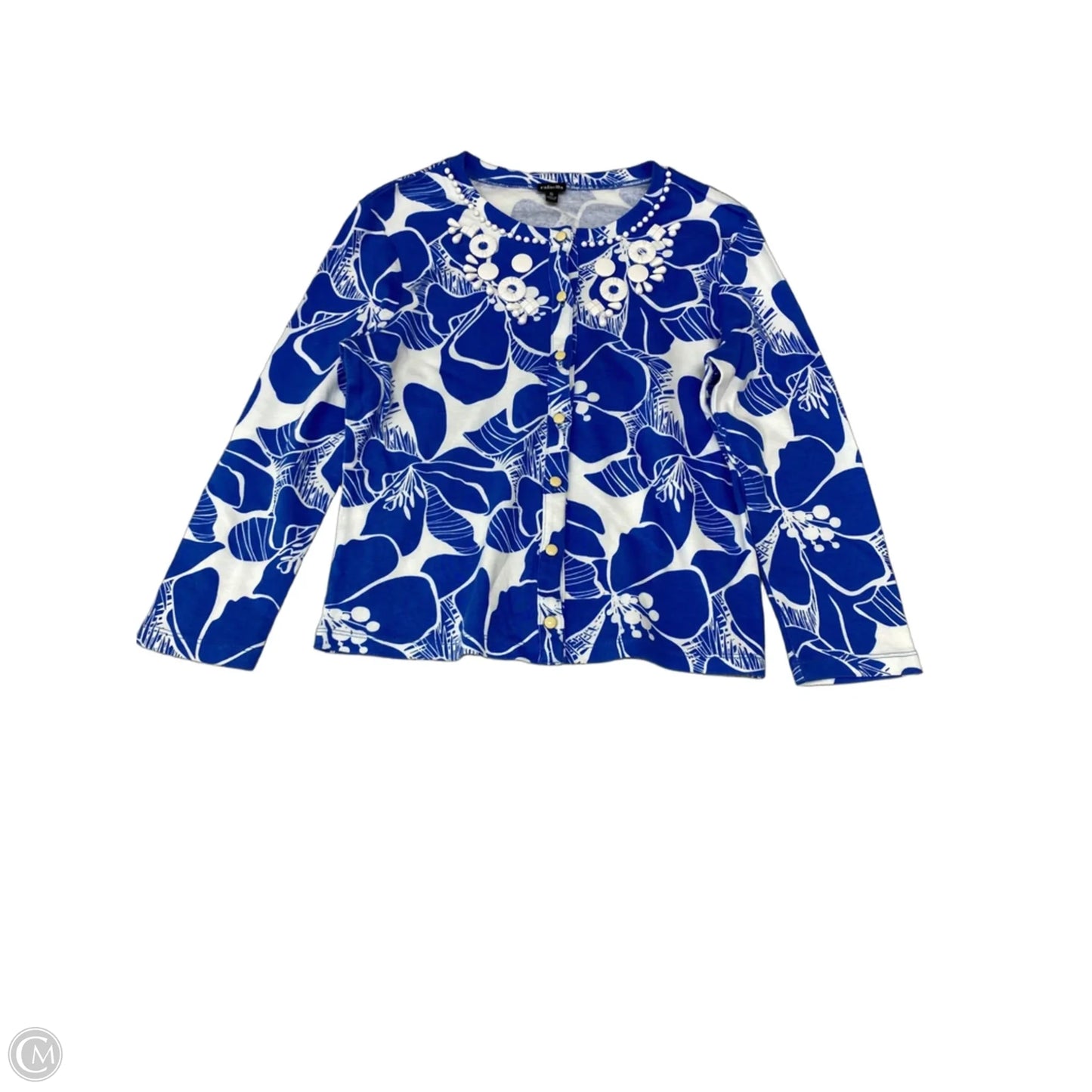 Cardigan By Rafaella In Blue & White, Size: S