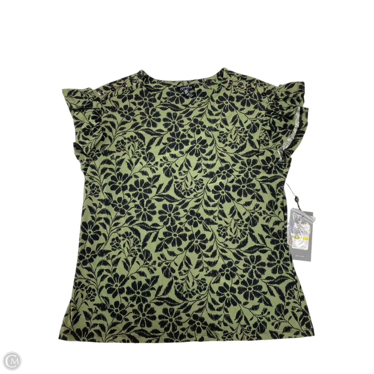 Blouse Short Sleeve By Jones New York In Black & Green, Size: M