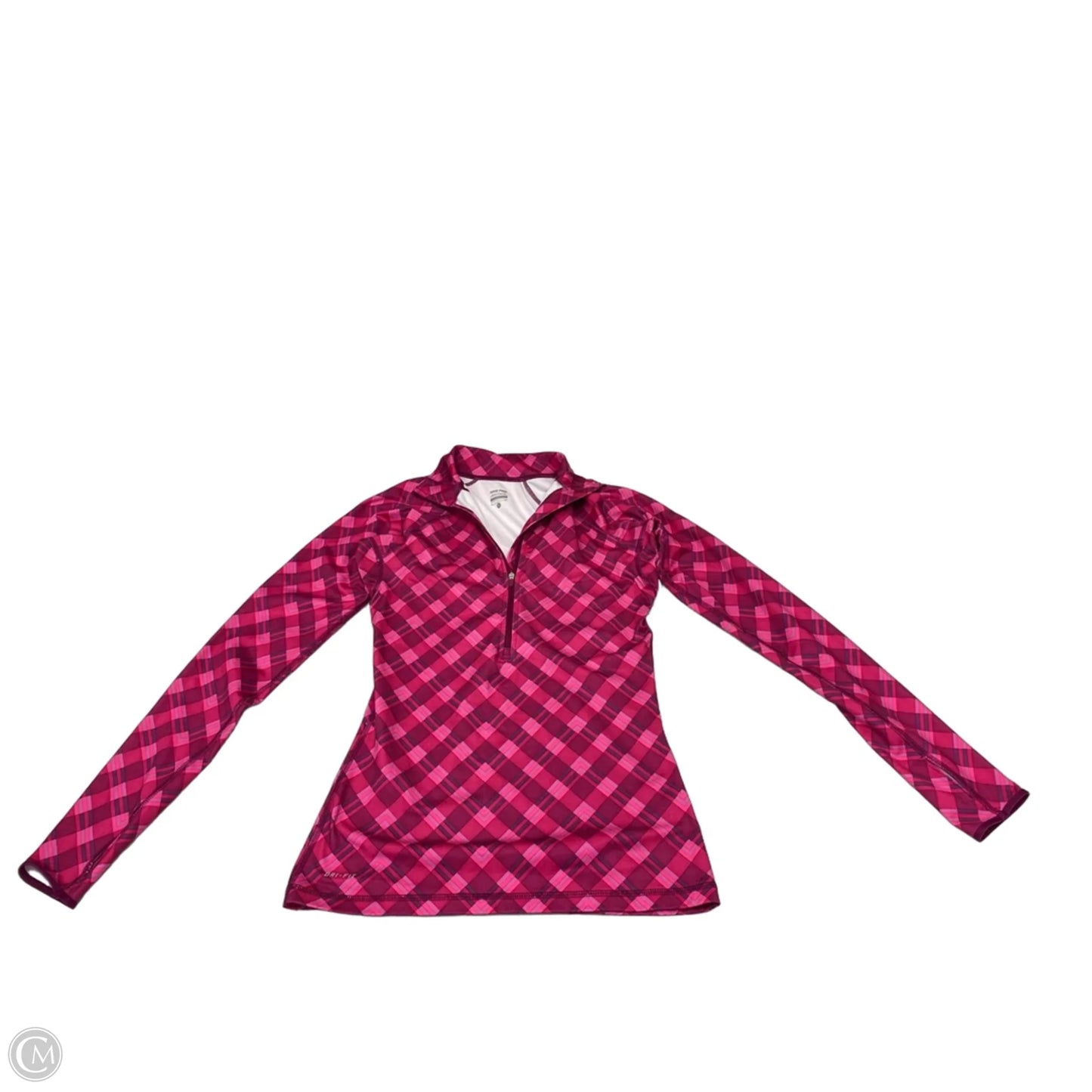 Athletic Top Long Sleeve Collar By Nike In Pink, Size: S