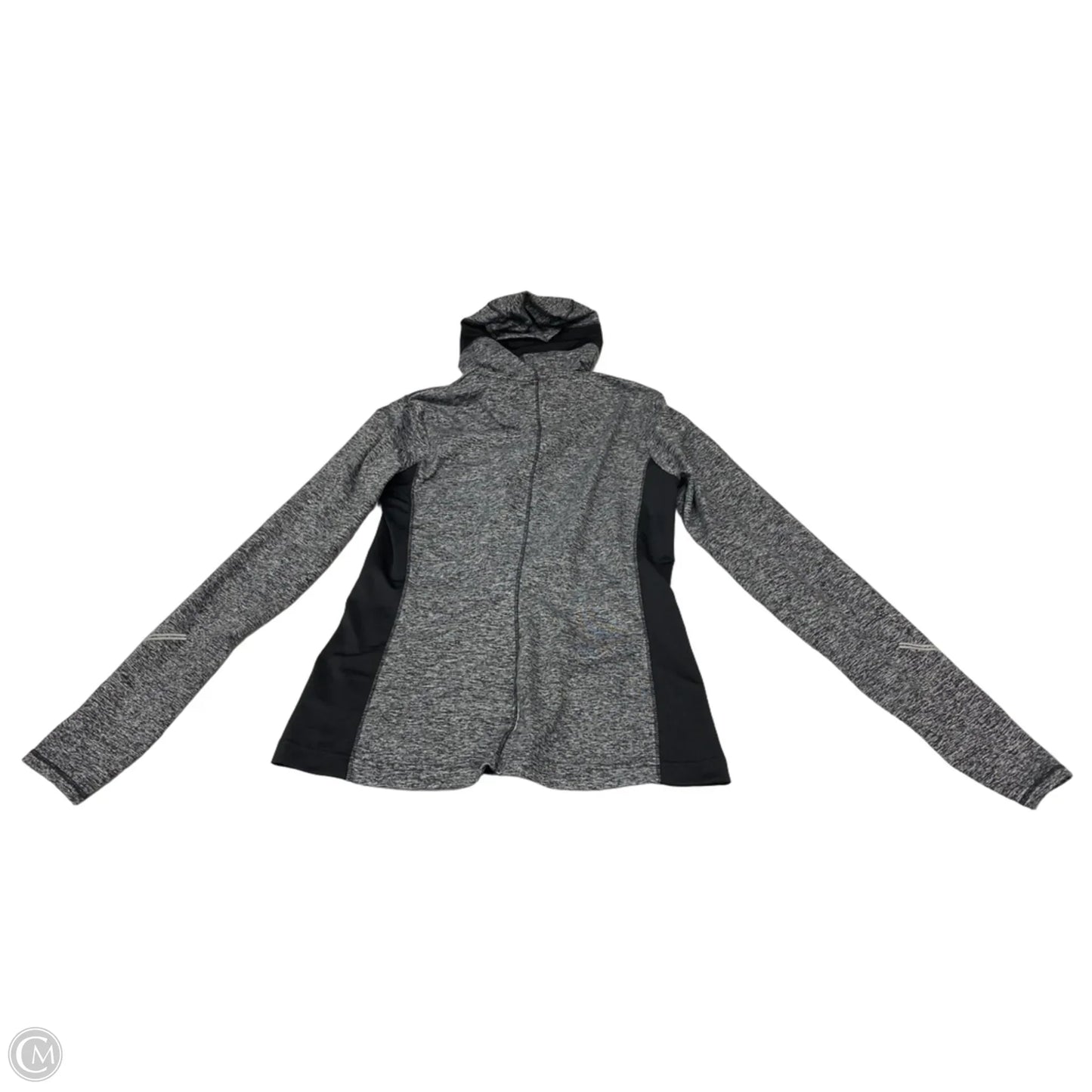 Athletic Sweatshirt Hoodie By Brooks In Black & Grey, Size: S