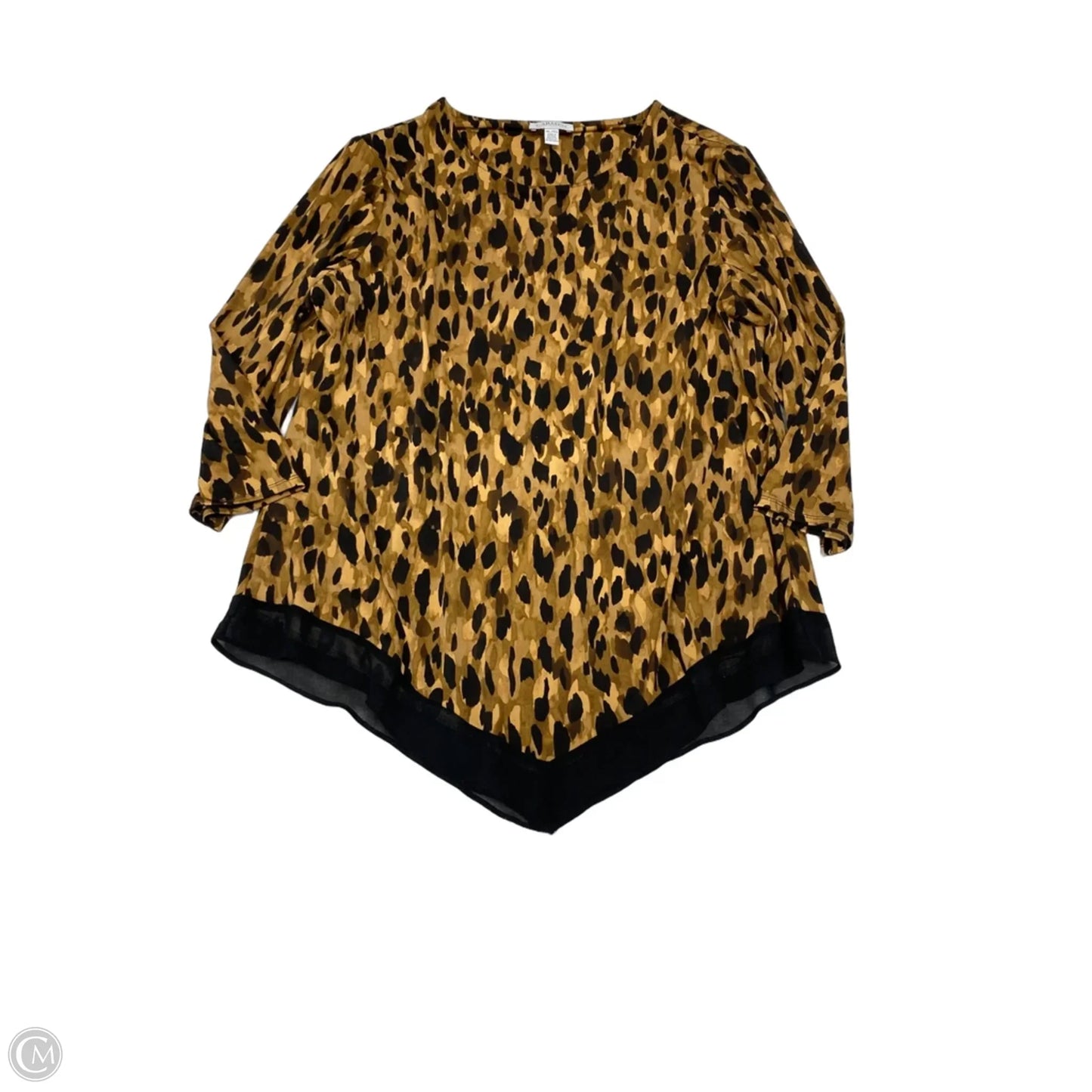 Top Long Sleeve By Carmen By Carmen Marc Valvo In Animal Print, Size: Xl