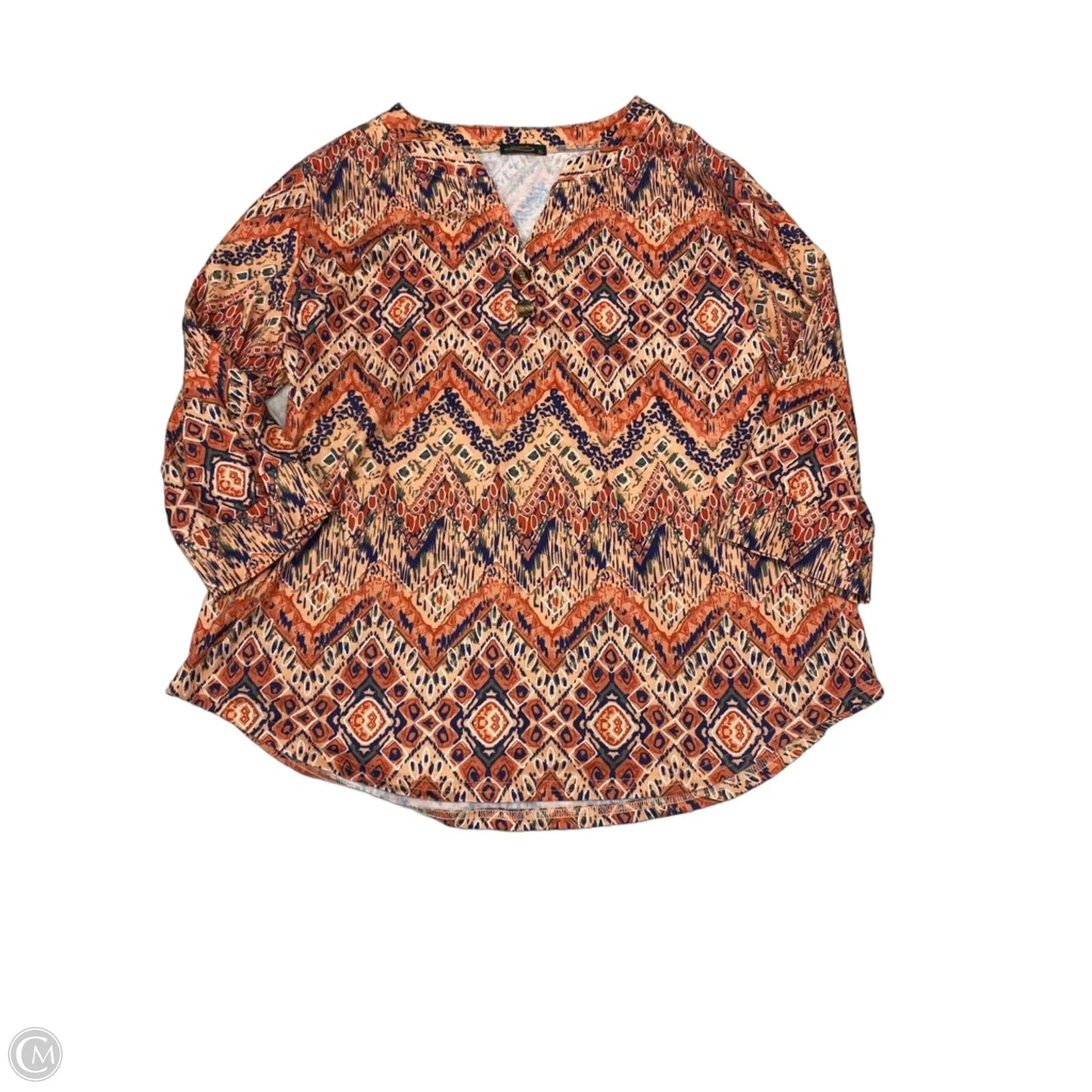 Tunic 3/4 Sleeve By Clothes Mentor In Geometric Pattern, Size: Xl