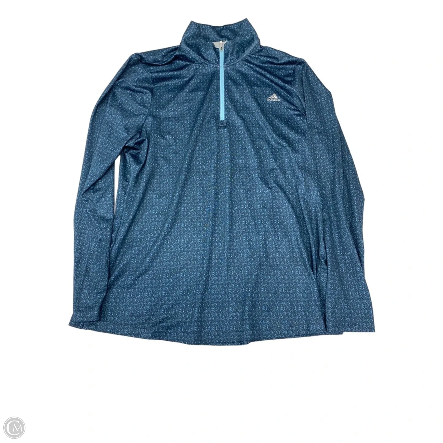 Athletic Top Long Sleeve Collar By Adidas In Teal, Size: Xl