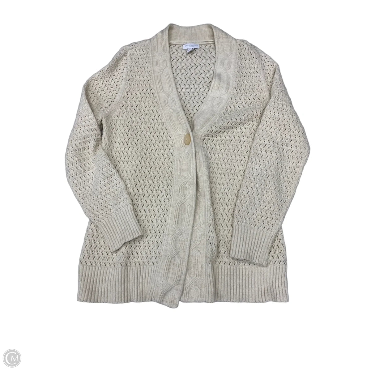 Cardigan By Clothes Mentor In Cream, Size: Lp