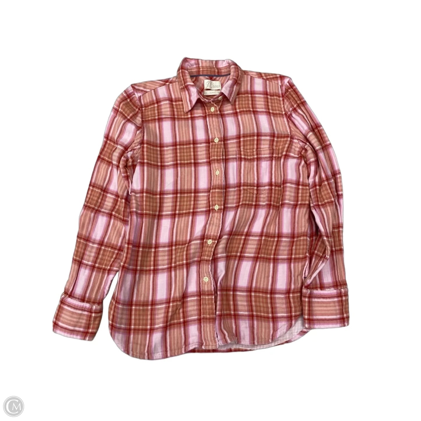 Top Long Sleeve By J. Crew In Plaid Pattern, Size: M