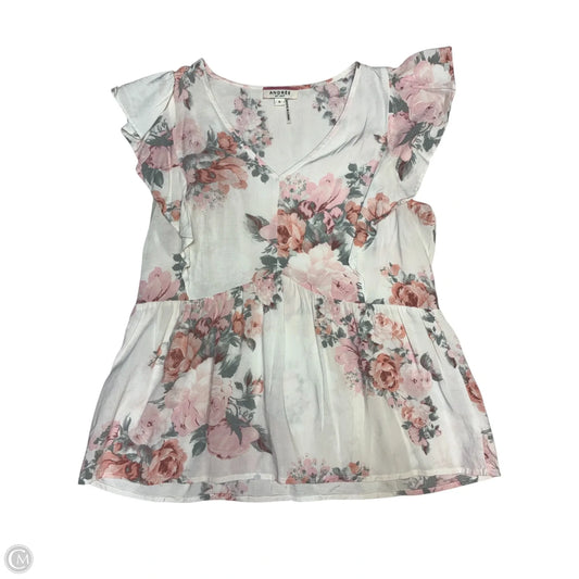 Blouse Short Sleeve By Andree By Unit In Floral Print, Size: S