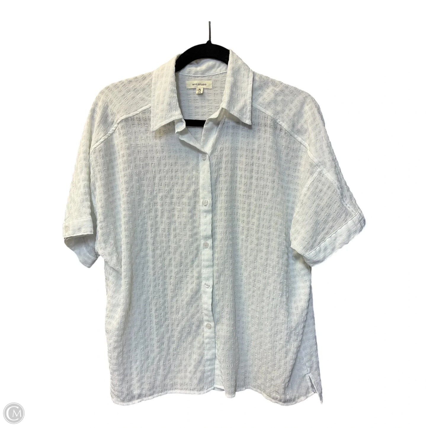 Top Short Sleeve By Max Studio In White, Size: M