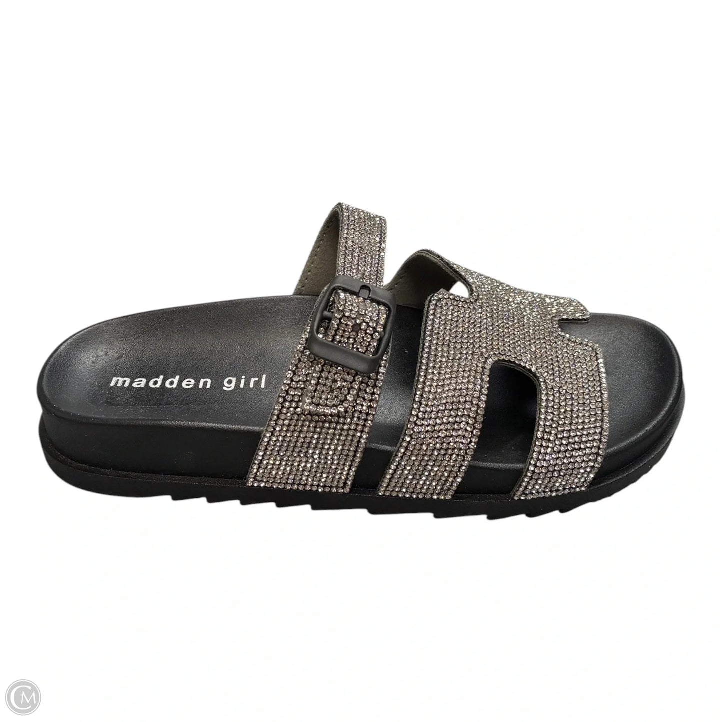 Sandals Flats By Madden Girl In Black & Silver, Size: 7