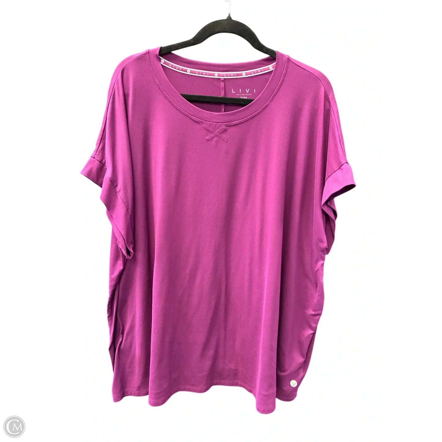 Top Long Sleeve Basic By Livi Active In Purple, Size: 2x