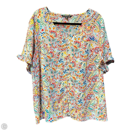 Blouse Short Sleeve By Zac And Rachel In Multi-colored, Size: 2x
