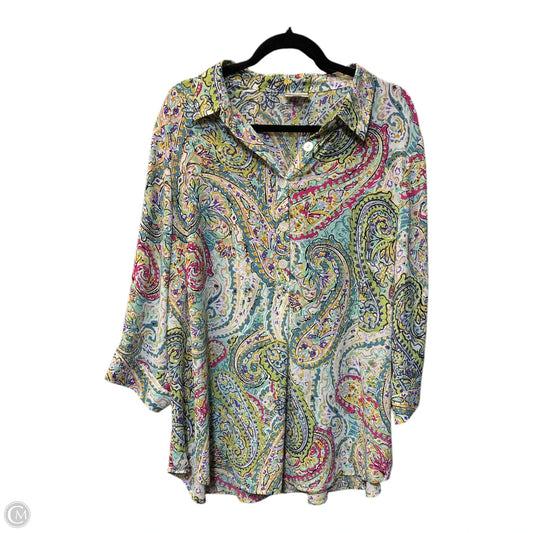 Blouse 3/4 Sleeve By Avenue In Multi-colored, Size: 1x