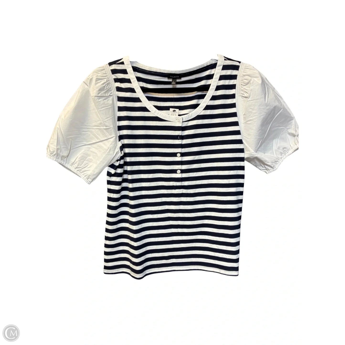 Top Short Sleeve By Talbots In Striped Pattern, Size: L