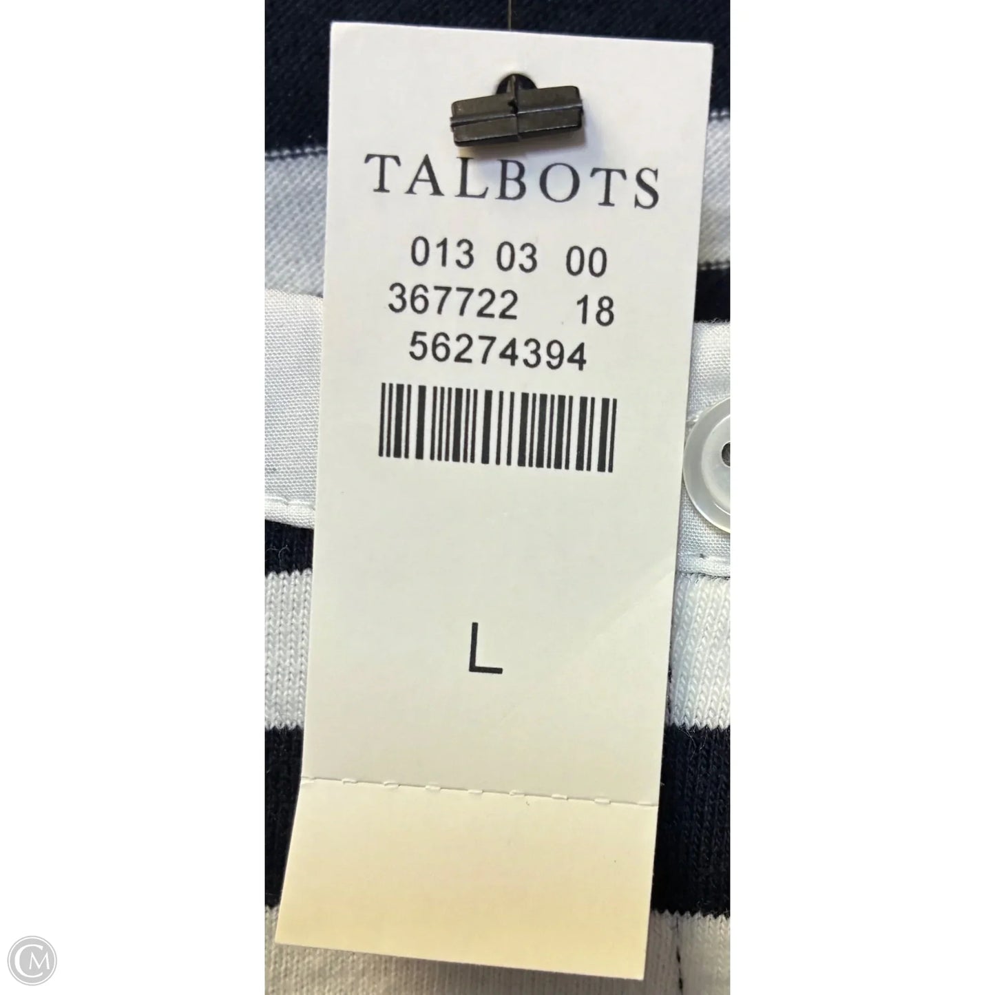 Top Short Sleeve By Talbots In Striped Pattern, Size: L