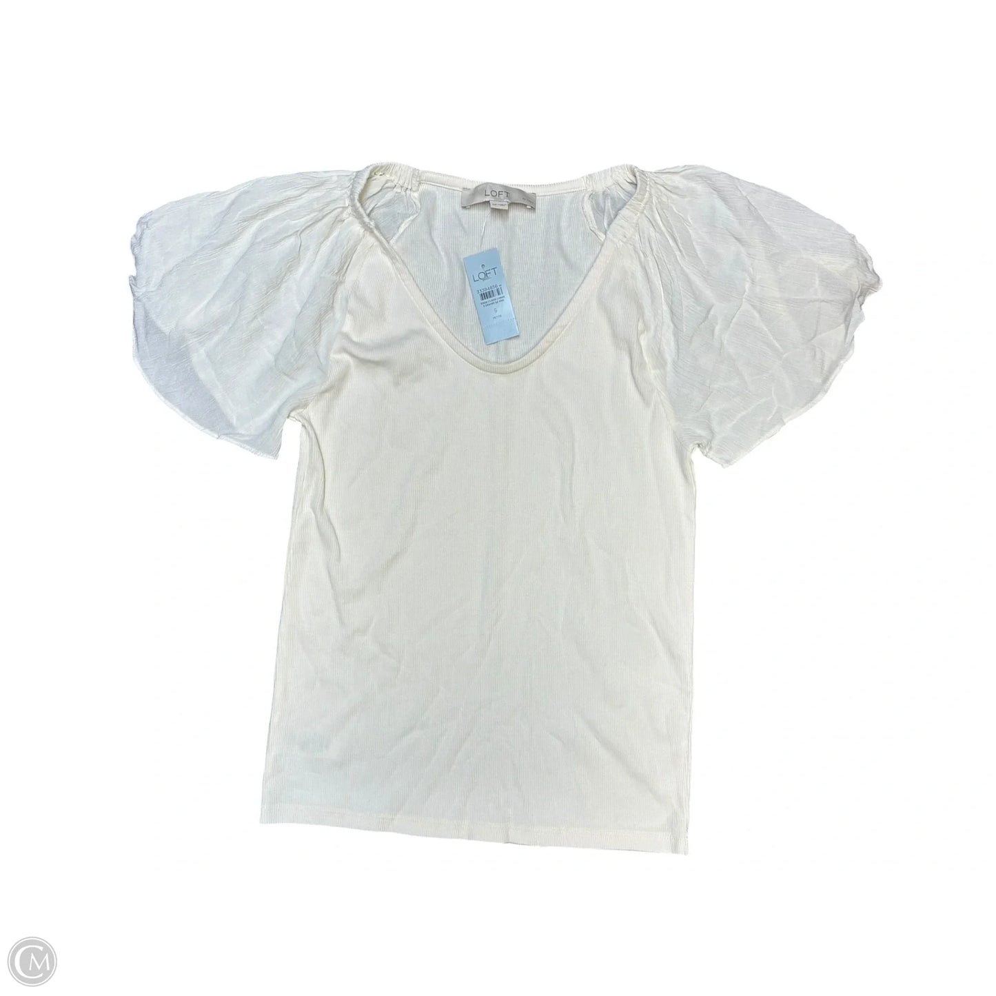 Top Short Sleeve By Loft In Ivory, Size: Sp