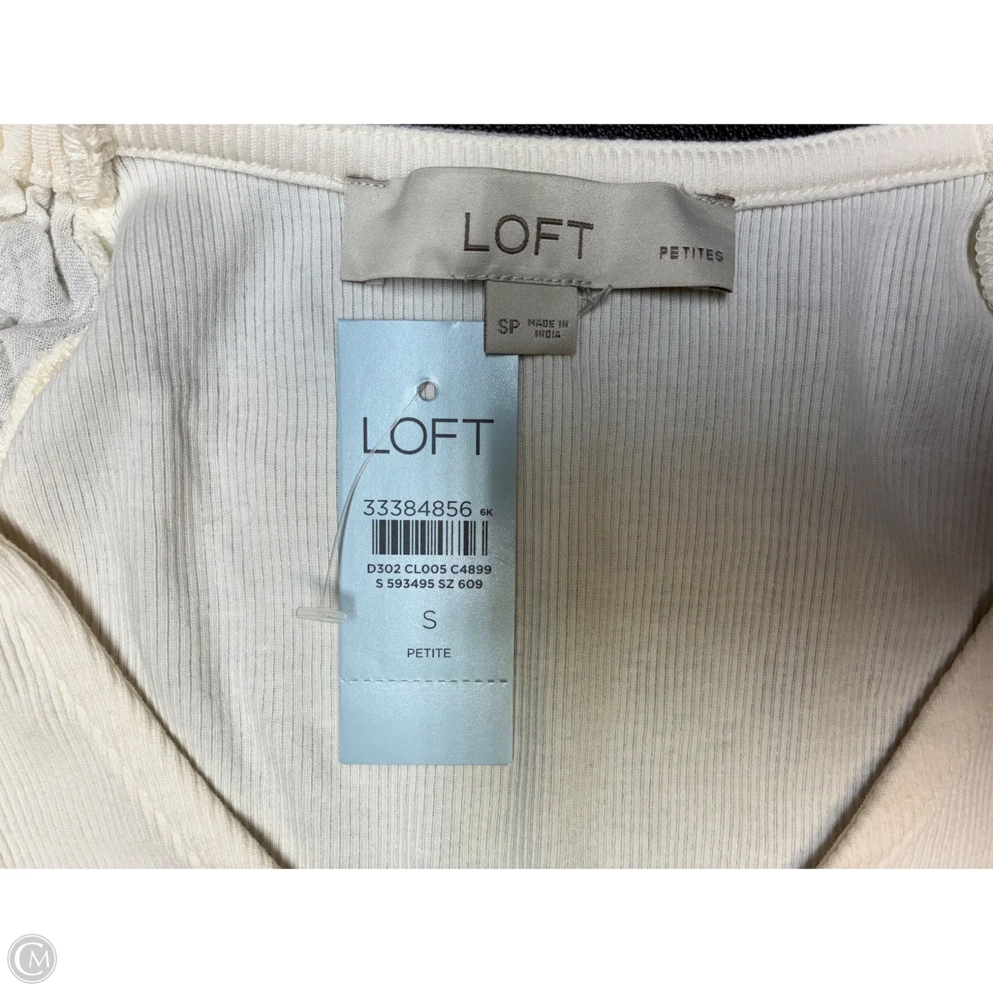 Top Short Sleeve By Loft In Ivory, Size: Sp