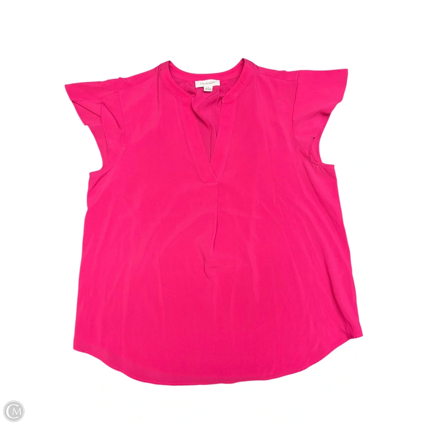 Blouse Short Sleeve By Calvin Klein In Pink, Size: S