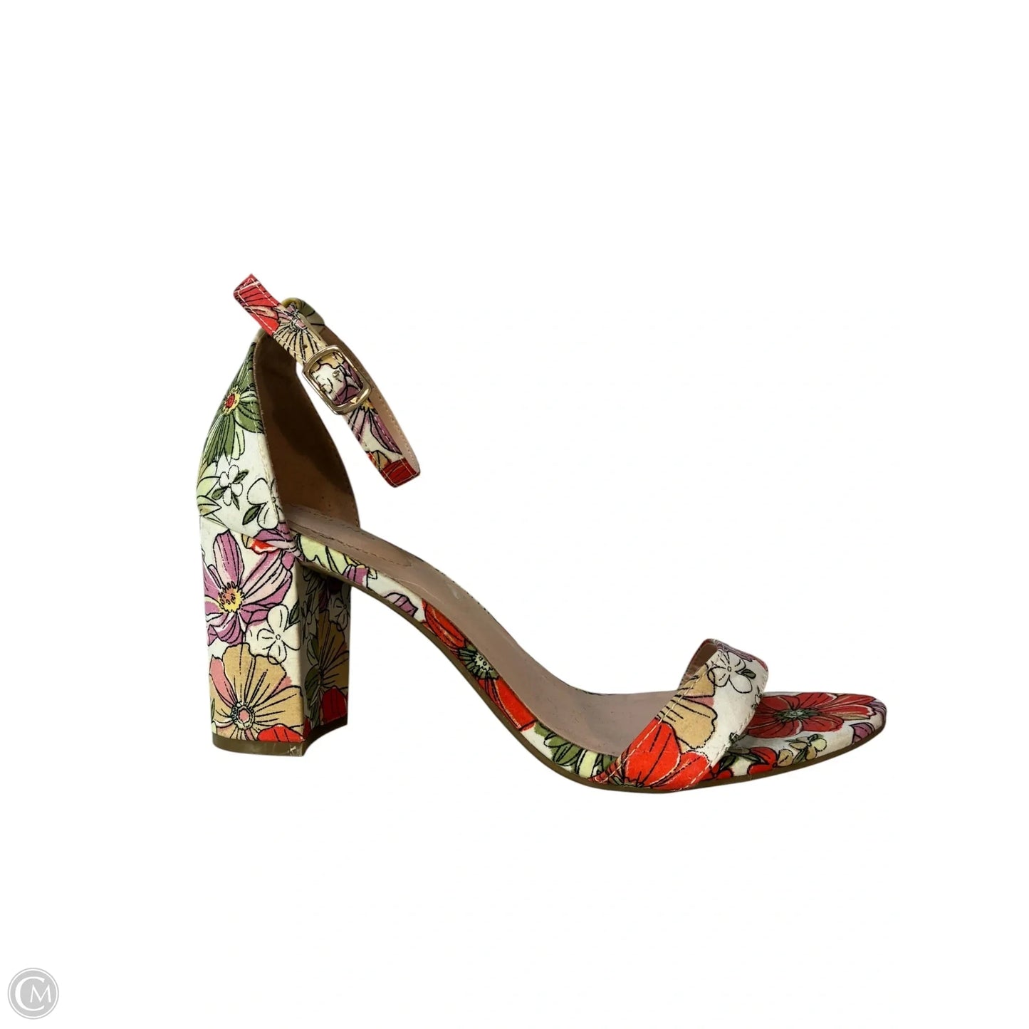 Sandals Heels Block By Bandolino In Floral Print, Size: 8.5