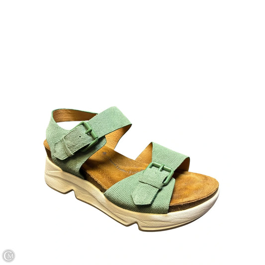 Sandals Heels Wedge By Sofft In Green & White, Size: 9