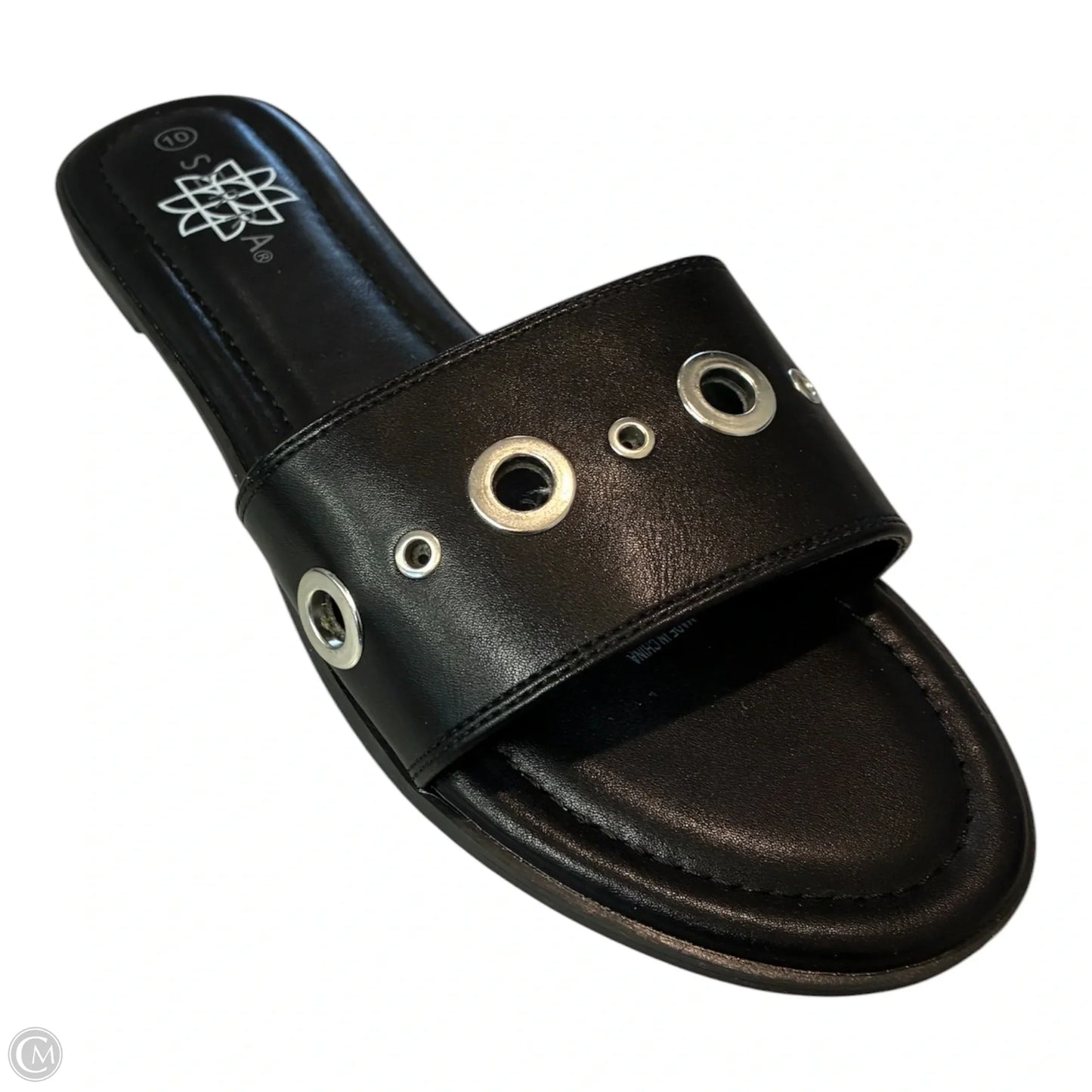 Sandals Flats By Serra In Black & Silver, Size: 10