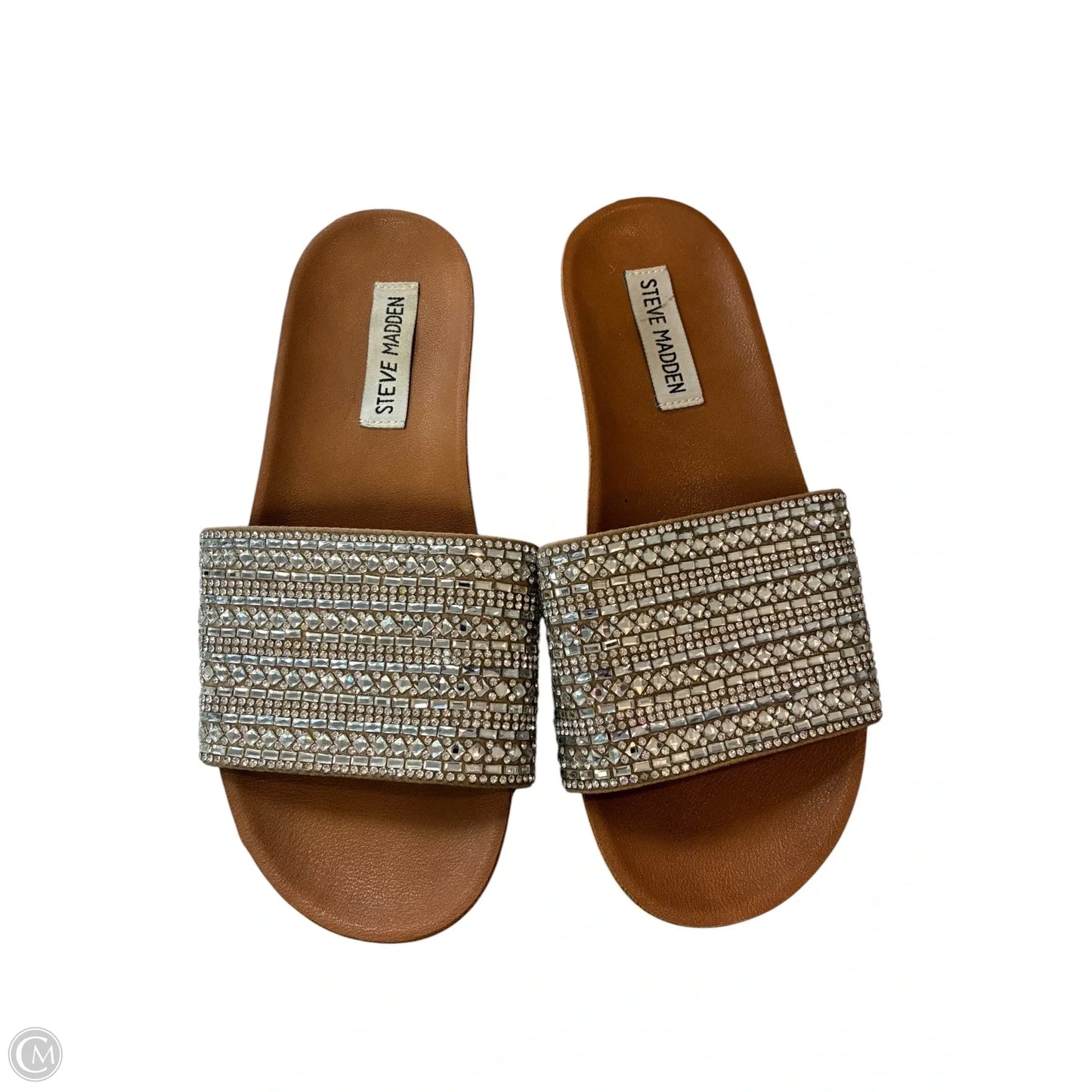 Sandals Flip Flops By Steve Madden In Brown & Silver, Size: 5.5